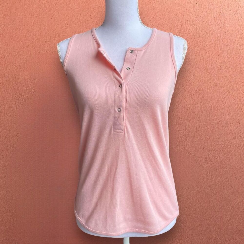 Vintage Baby Pink Slightly Ribbed Henley Tank